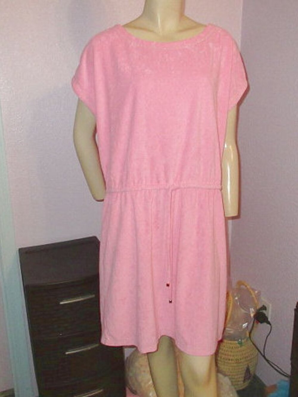 Boston Proper Terry Cloth Dress Size XL Boatneck Pink Beach Resort Casual Active - Picture 2 of 9